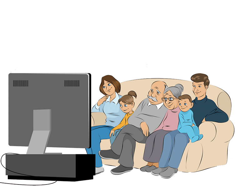 familia viendo tv